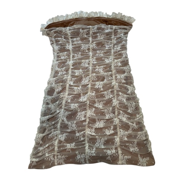 Majorelle Lace Trim Strapless Dress in Cream and Tan - Picture 4 of 6